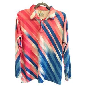Play Loud Golf Watson Polo Men's Size Medium Long Sleeve Abstract Bold Quick Dry